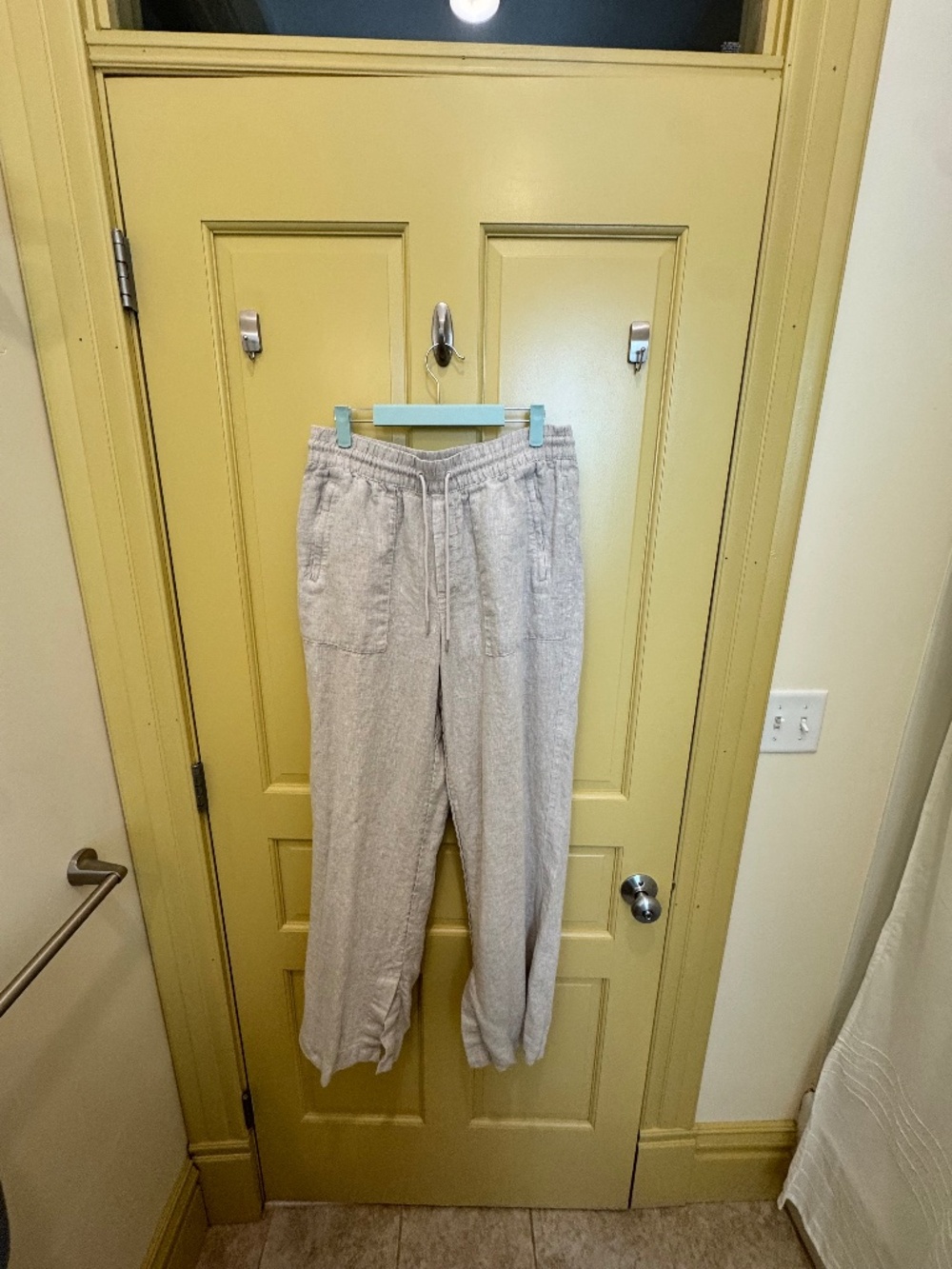 Athleta Retreat Linen Wide Leg Pant Oatmeal/Natural Size Medium Tall — Like New
